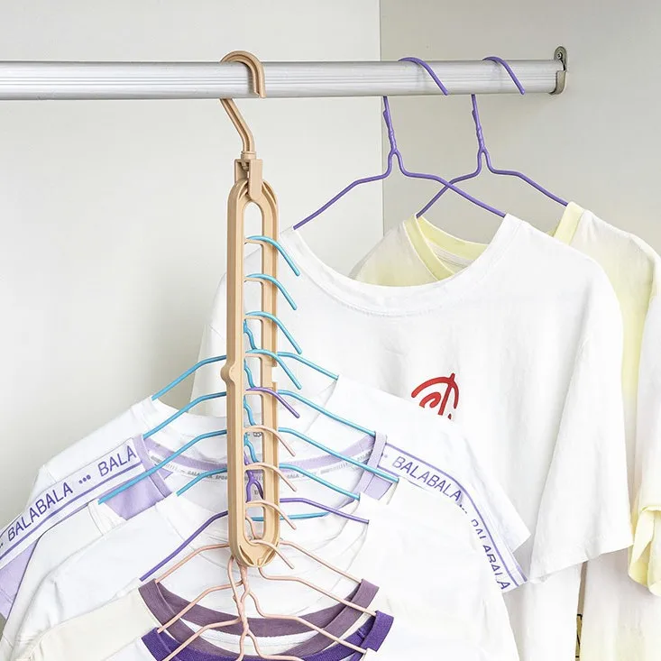 9 Hole Magic Clothes Hanger Space Saving Foldable Multi Function Organizer Rack for Scarf Tie Belt Drying Storage Home Travel