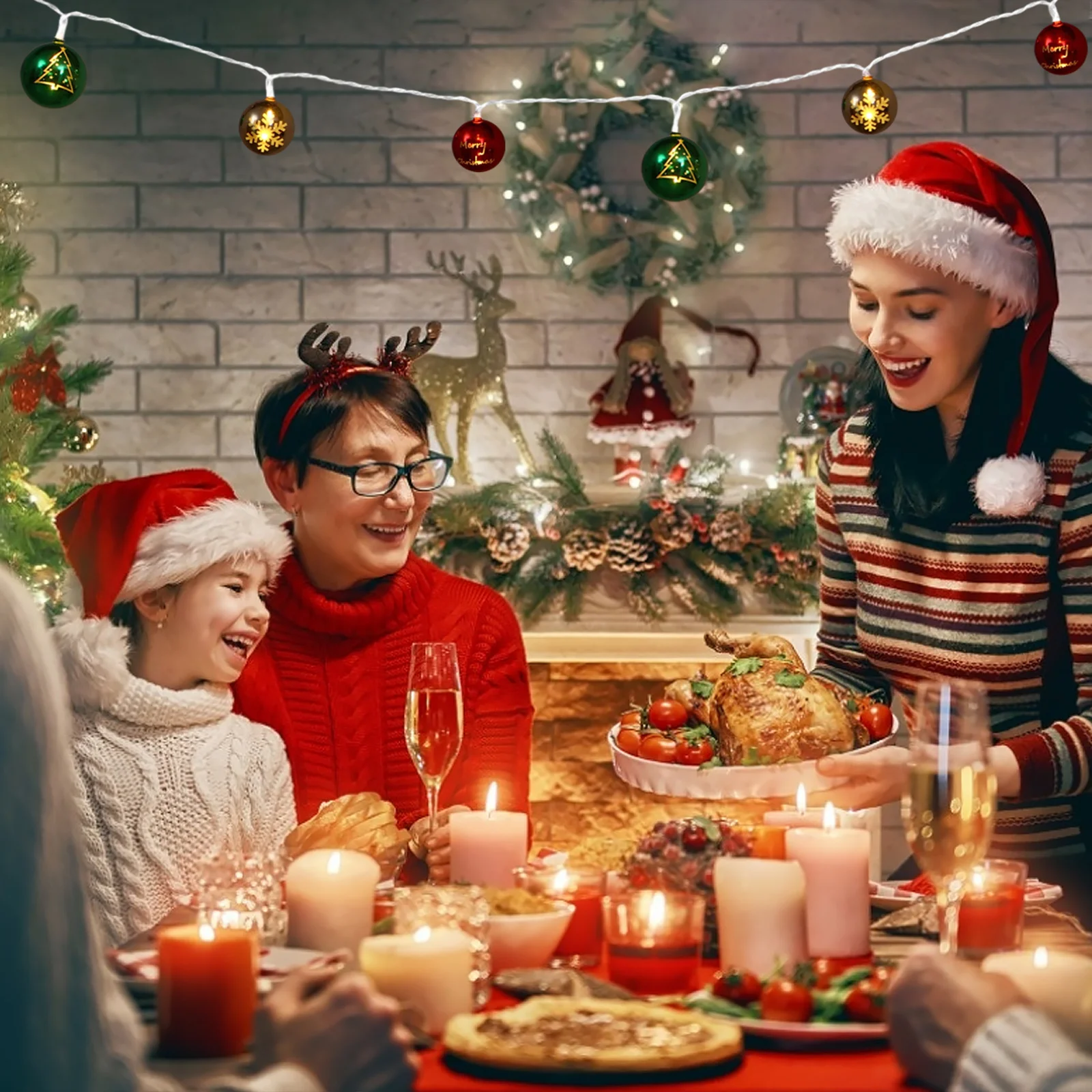 

1Pcs Christmas Ball LED String Light Special Design Home Garden Party Decoration Xmas Lamp String Ball Light Decor