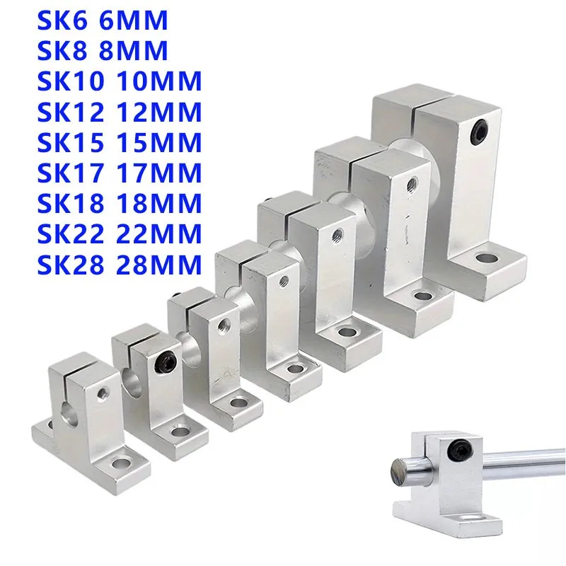 2/4pcs SK8 SK10 SK12 SK15 SK17 SK18 SK22 Vertical Linear Bearing Rail Shaft Motion Axis Support Bracket for CNC 3D Printer Parts