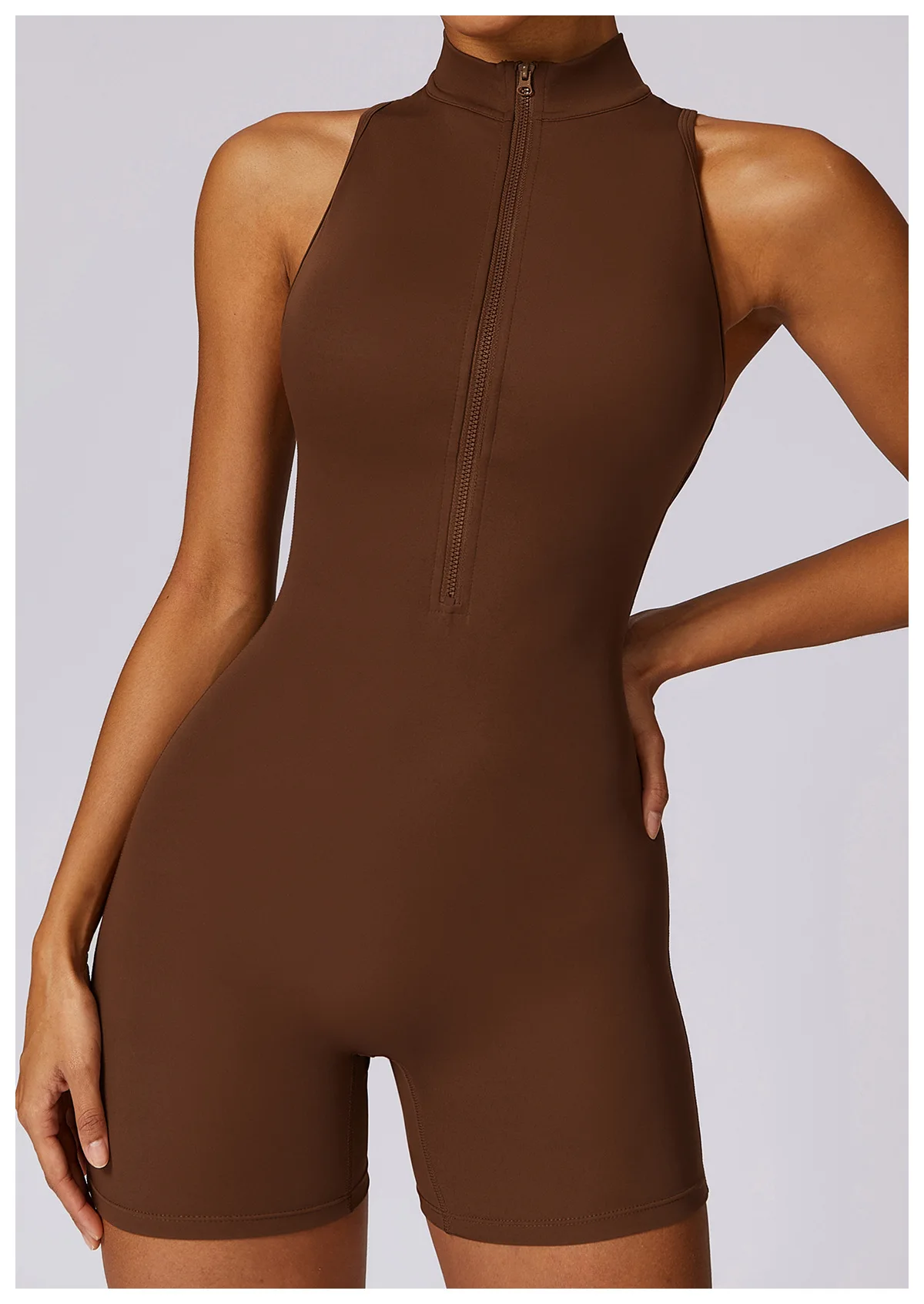 Sexy V Back Scrunch Sports Yoga Jumpsuit Women Gym Rompers Zipper Sleeveless One-Piece Suit Sportswear Bodysuits Sportswear