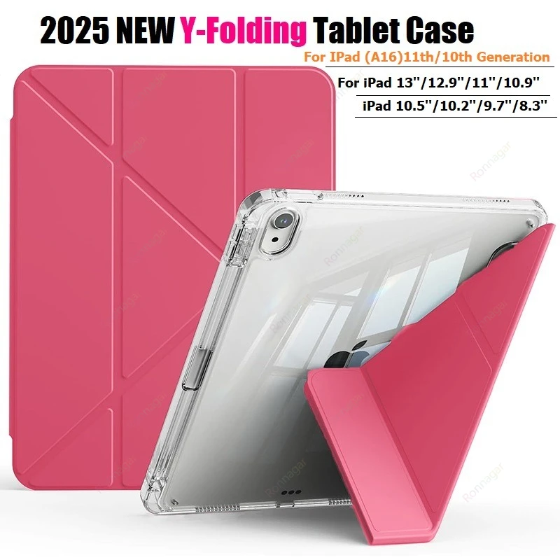 

Чехол-подставка Y-Standing для iPad (A16) 11-го и 10-го поколений, 11 дюймов, 2025 года, для iPad Air 11, 13'' M3 M2, Pro 11, 12.9'' 13'' M5 M4, с функцией Sleep/Wake
