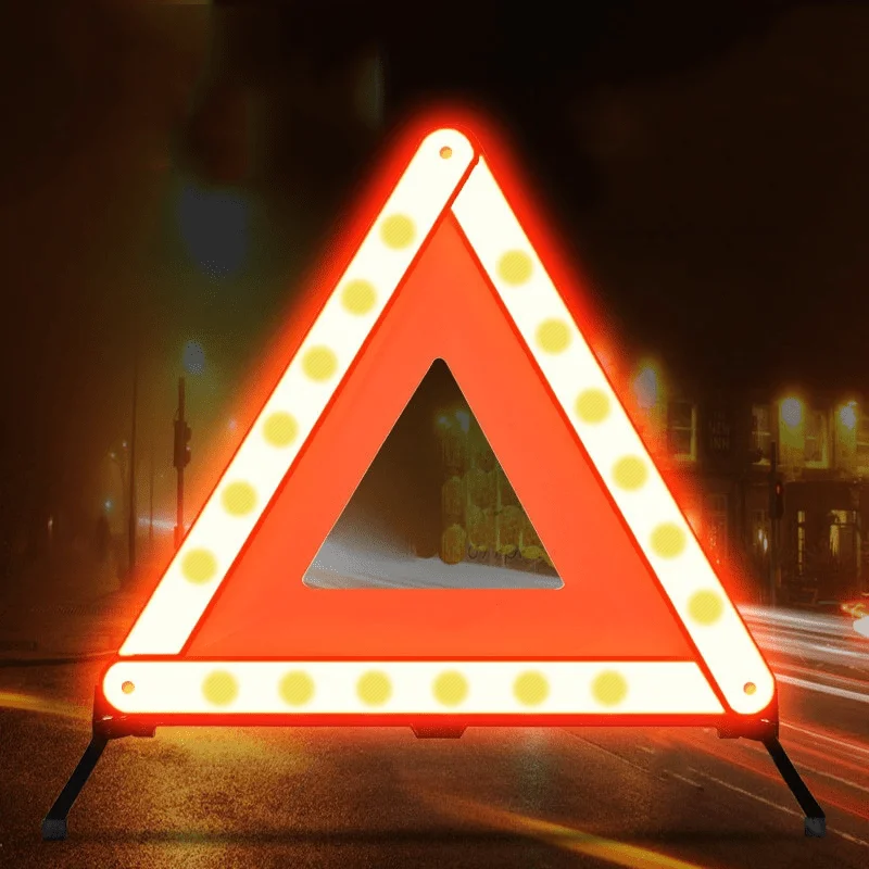 1pcs Car Triangle Reflector Stop Sign Tripod Road Flash Emergency Warning Foldable
