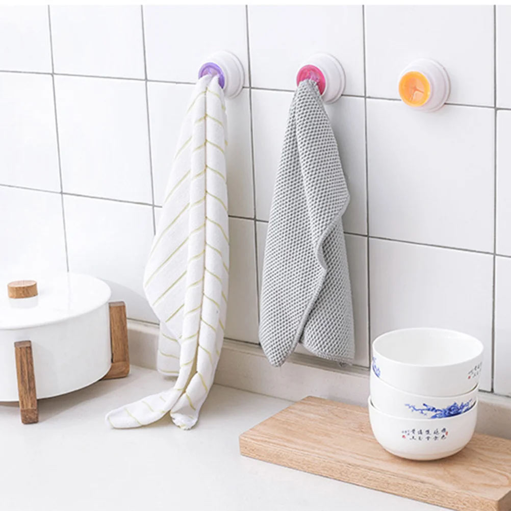 4 Pcs Towel Dishcloth Hanger PVC Hooks Self Adhesive Wall Mount Kitchen Bathroom Removable Cloth Holder Surfaces