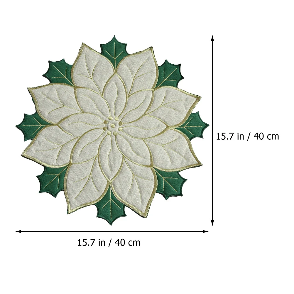 

2pcs Christmas Leaves Placemat Reusable Insulation Plate Mat Wear-Resist Table Decoration For Home Dinning Desktop Dinner