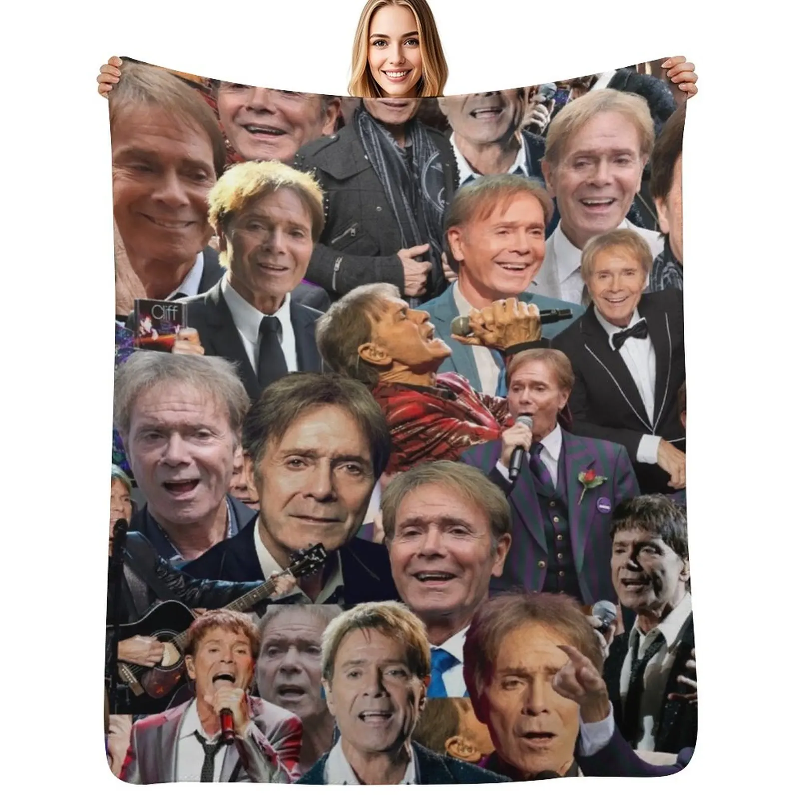 Cliff Richard Abstract Collage Throw Blanket Sleeping Bag Cute Plaid blankets and throws Kid'S Beautifuls Blankets