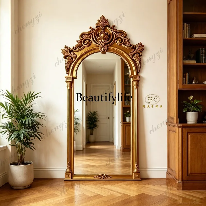 H134 wall-mounted full-body mirror home living room floor mirror light luxury clothing fitting mirror customization