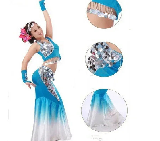 Dai paw taniec kostium taneczny impreza klasyczna pośladki sukienki z długim trenem narodowa odzież sceniczna