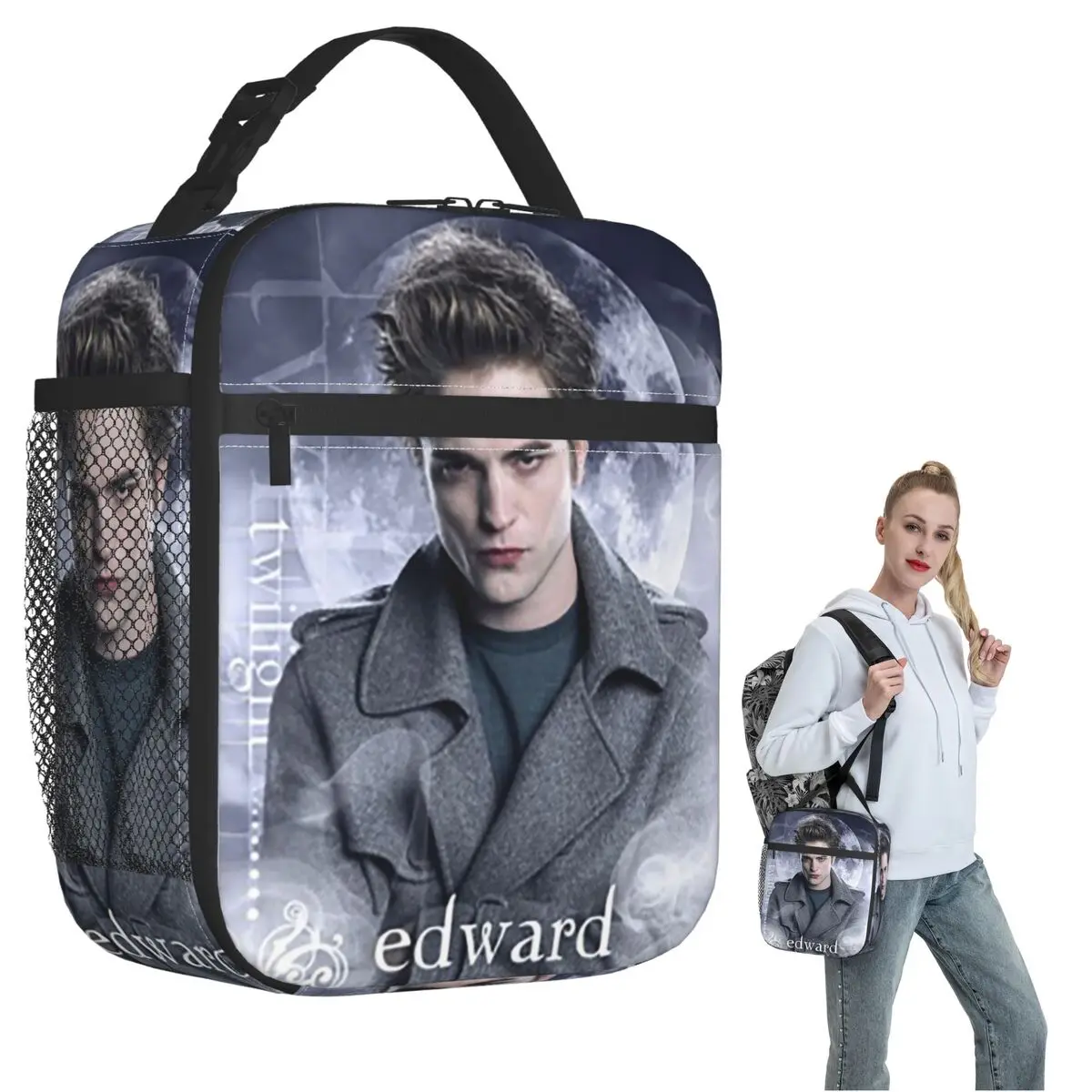The Twilight Saga Edward Cullen Insulated Lunch Bag for Women Children Leakproof Food Boxes Thermal Lunch Box Tote