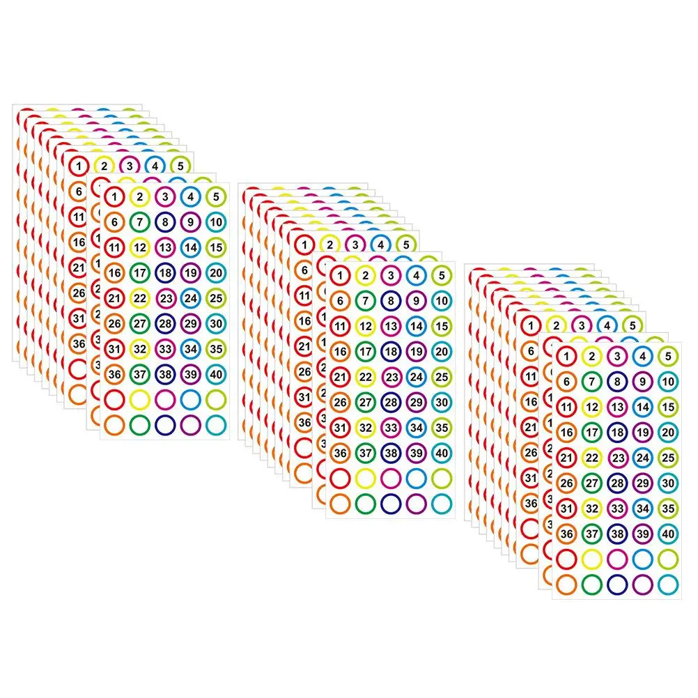Digital Stickers Number Dots 10 Sheets Small Consecutive Copper Plate Color Labels for Walls Windows Doors Gifts