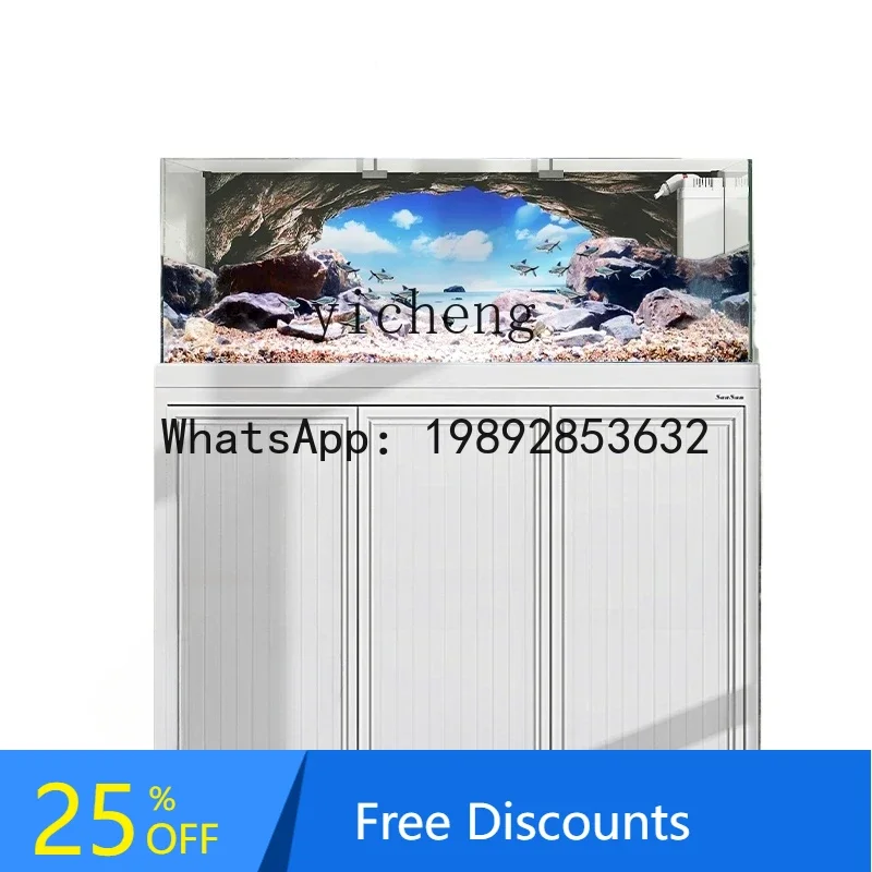 

Ultra-white Glass Fish Stream Tank Living Room Bottom Filter Aquarium Landscaping Ecological Aquatic Grass Goldfish Tank