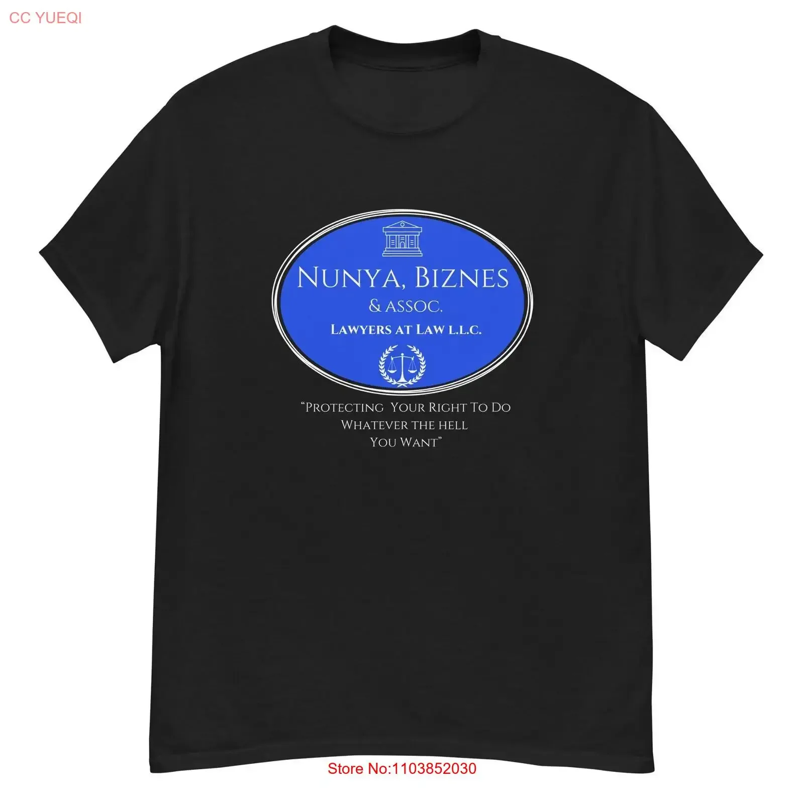 Quirky NUNYA BIZNES ASSOC faux avocat t-shirt bleu et blanc hommes Unique idée amusante vintage lavé streetwear confortable homme