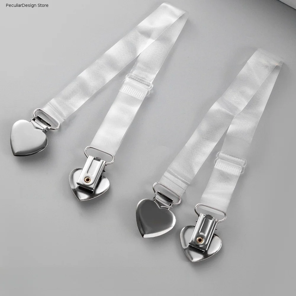 Transparent Invisible Shoulder Strap Anti-Slip Heart Duckbill Clip Bra Clasp Adjustable Portable Clothes Clasp Underwear
