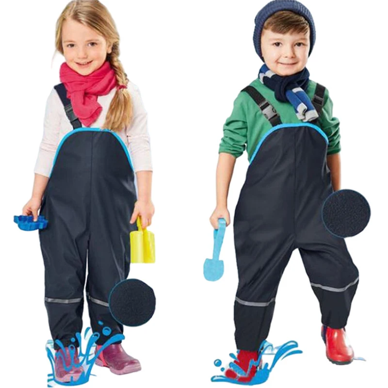 Baby Girls Boys Waterproof Overalls Baby Kids Overalls Trousers Outdoor Pants High Quality Kids Windproof Pants Rain Pants