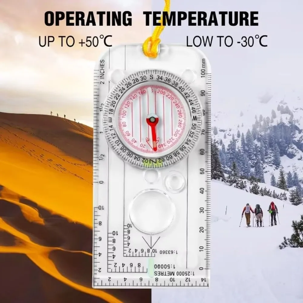 البوصلة الملاحة خريطة حاكم القراءة الكشافة مقياس التوجيه في الهواء الطلق والعتاد للصيد بقاء السفر الظهر