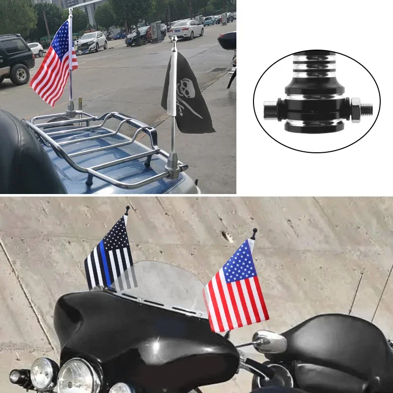 Motorcycle Rear Side Mount Flag Decorative Flagpole Pole Car-Styling American Flag For Harley Sportster XL 883 1200 Luggage Rack