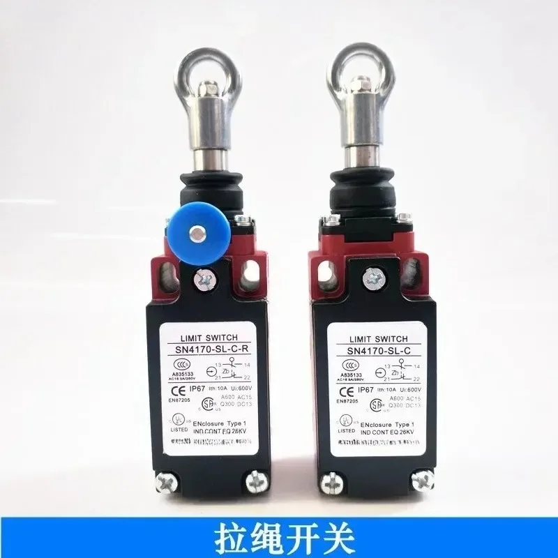 SN2170/SN4170/SN6170-SL-C-R Safety Rope Pull Emergency Stop Switch, IP67 Manual Reset