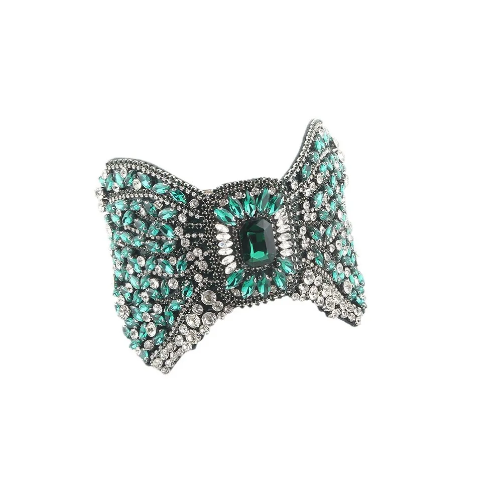 Wind New Baroque Full Diamond Bow Handmade Headband Premium Wide Edge Ball Versatile Headband Women 5