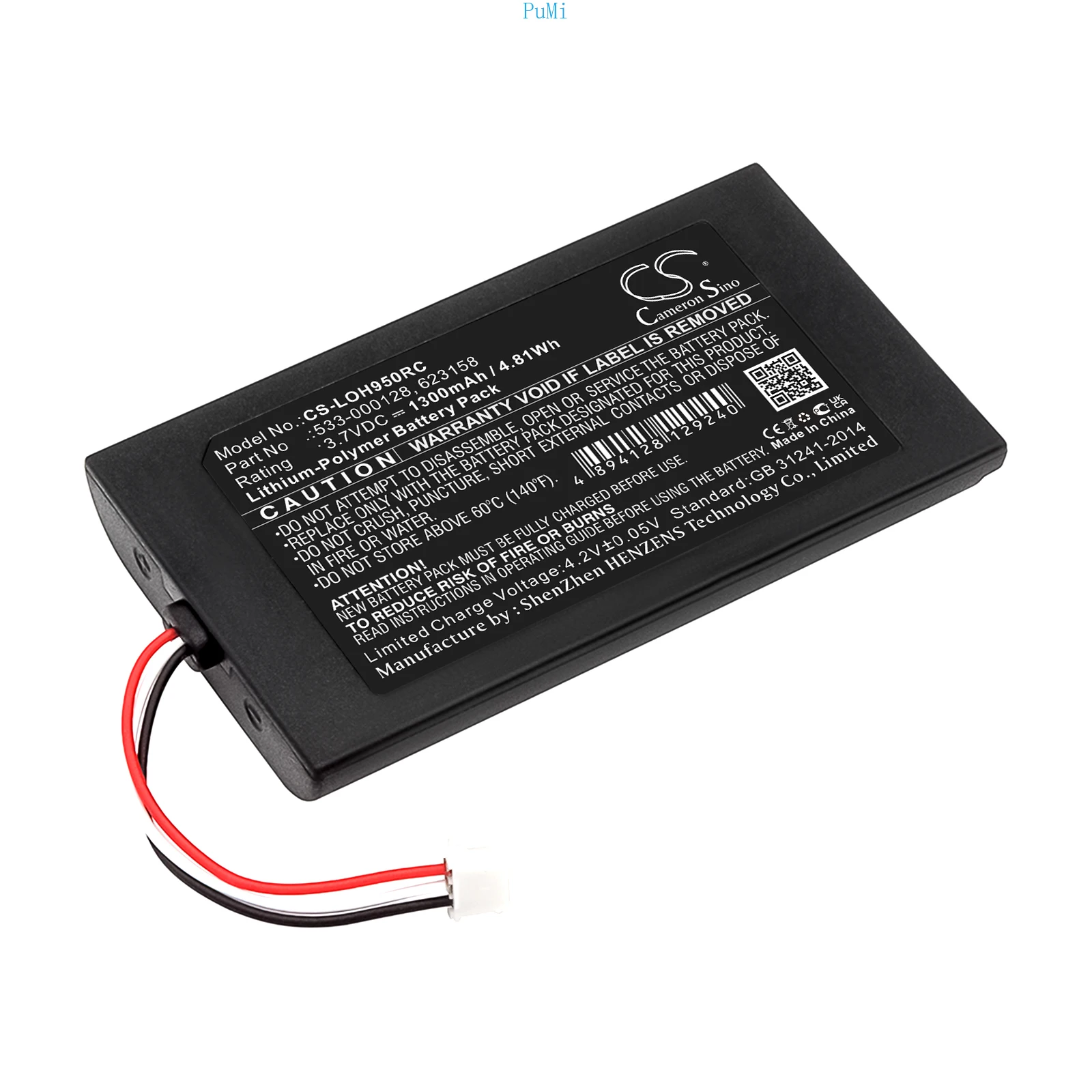 

Remote Control Battery For Logitech:533-000128,623158,Harmony 950,915-000260,Elite,915-000257,--1300mAh/4.81Wh-Li-Polymer--3.70V