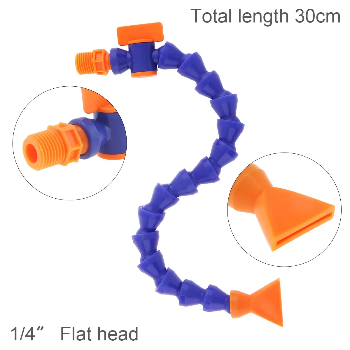 1/4 Inch 300mm Flat Nozzle Plastic Flexible Water Oil Cooling Tube with Switch for CNC Machine/ Milling / Lathe