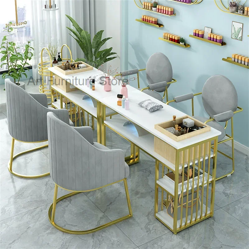 Juego de mesa y silla de manicura de mármol minimalista moderno, muebles de salón, mesa de uñas nórdica, escritorio de manicura profesional con