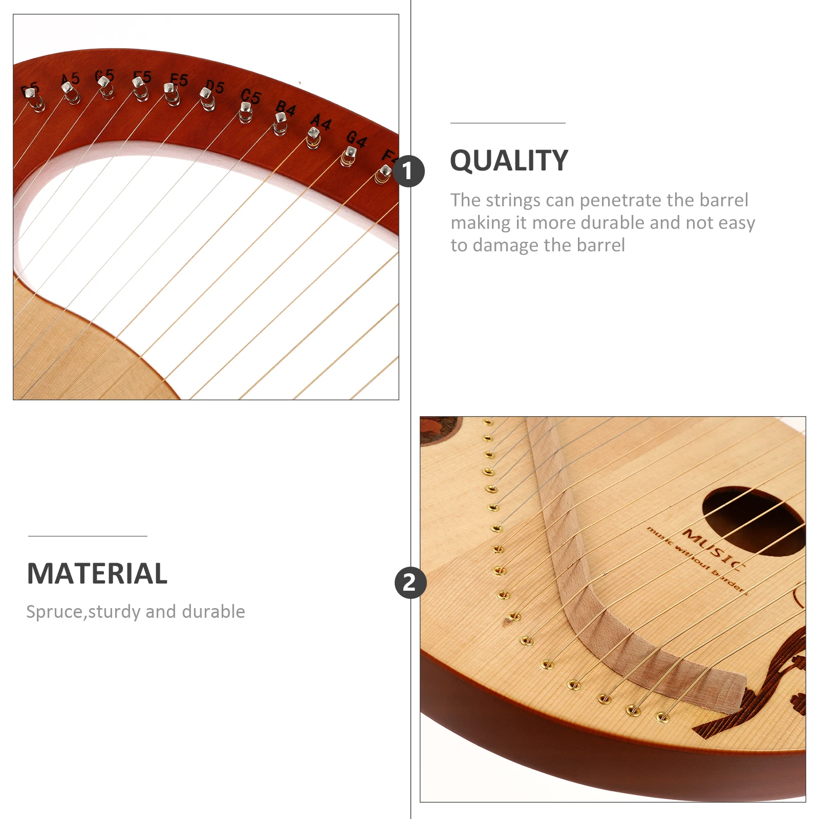 

Portable Harp 21 String Wood Lyre Handheld Instrument Retro Style Moon Arpa Lira Musical Wipes Tools Durable Strings Smooth