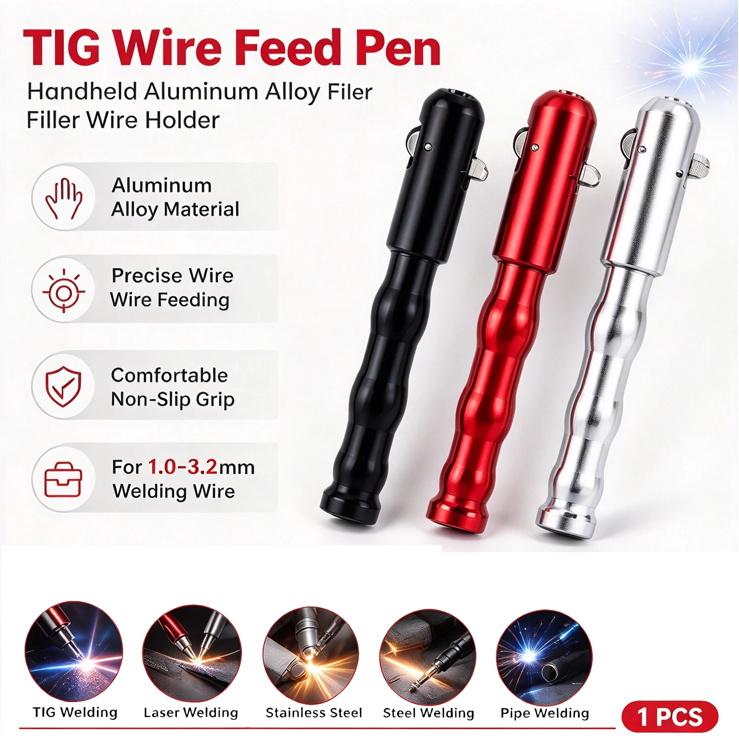 Handheld Aluminum TIG Finger Feeder Wire Feed Pen, Welding Filler Rod Holder, Precision Manual Wire Feeding Tool for TIG Welding