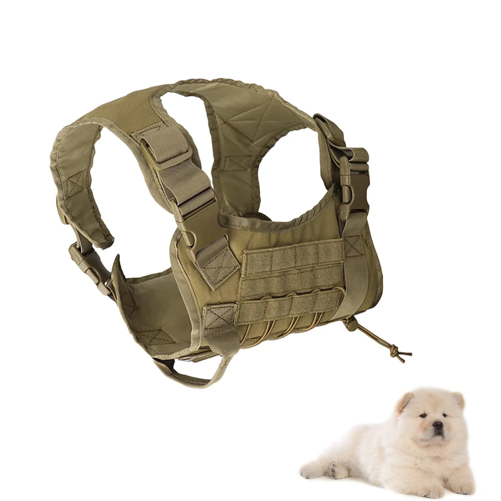 

Service Dog Brown Size M Adjustable 1000d Nylon Water Resistant Padded Dog Harness for Patrol Training