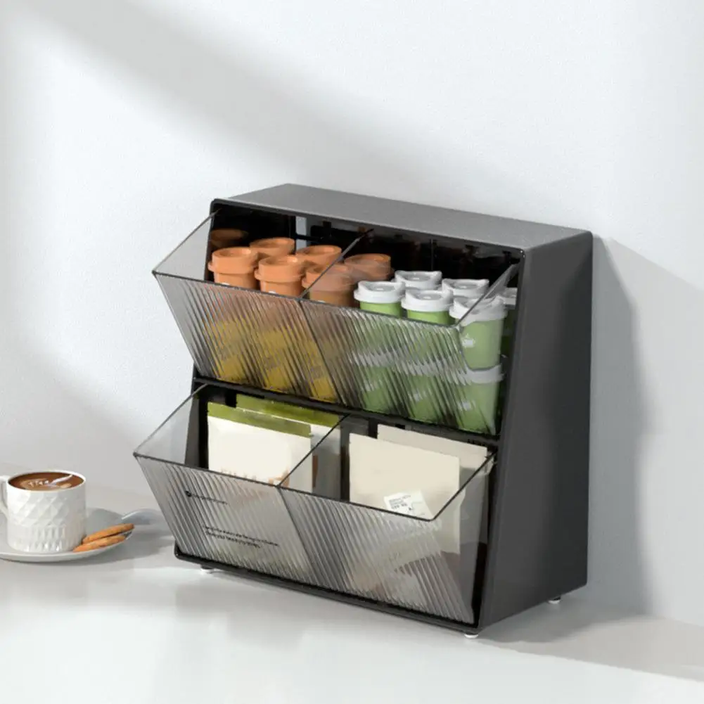 Convenient Tea Bag Container Easy Access Tea Bag Organizer Dust-proof Tea Coffee Sugar Container  Organizing