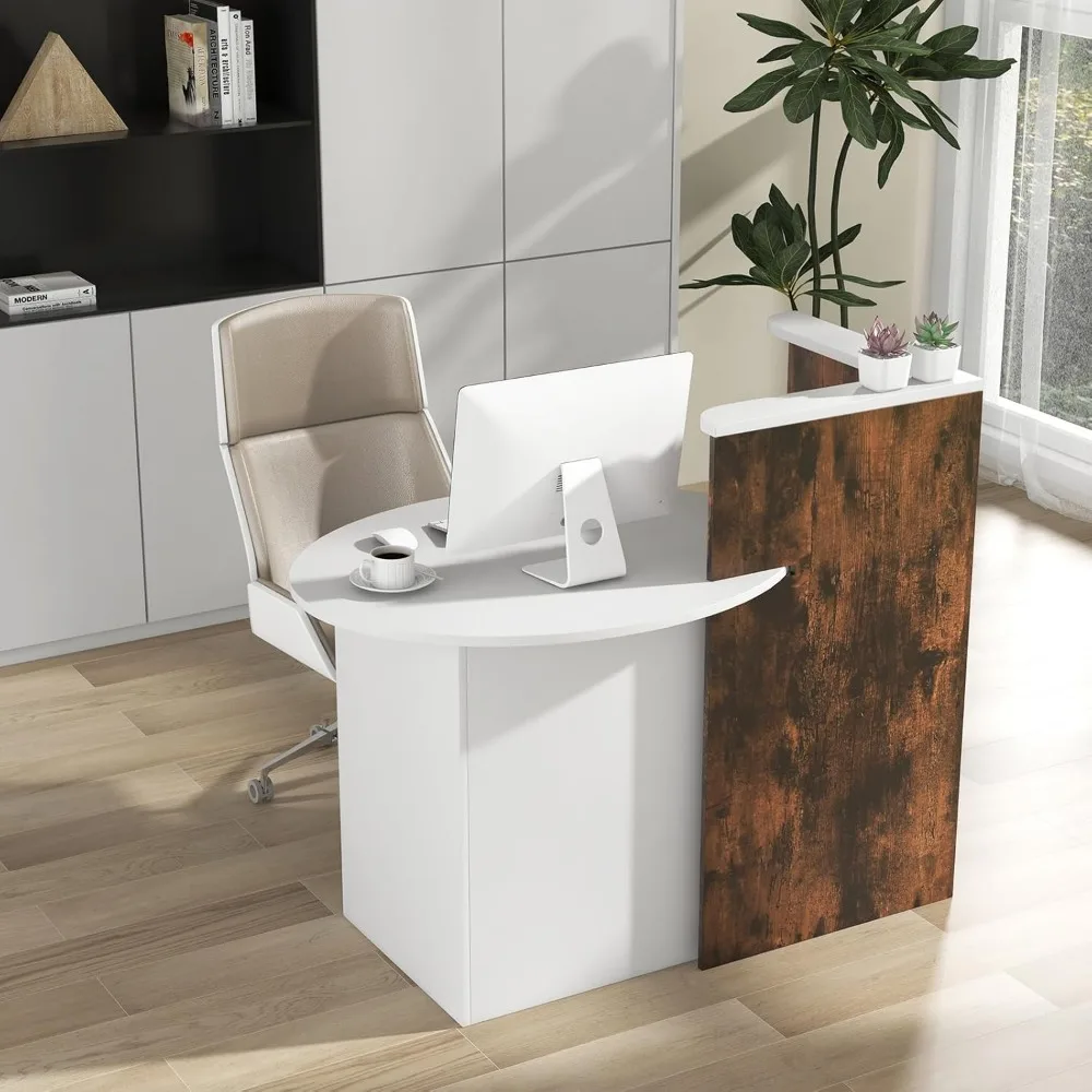 Retail L-Shaped Reception Desk with Lockable Drawer and Storage Shelf for Salon Use