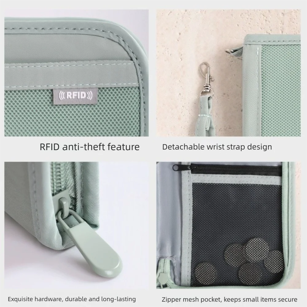 

Multifunctional Card Holder with Zipper Anti Theft Travel Wallet Large Capacity Protective Cover Business Passport Bag