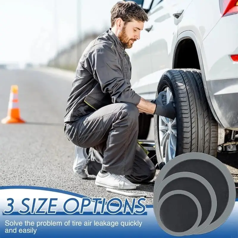 31Pcs Tire Repair with Steel Roller & Rubber Patches Puncture Repair for Car Motorcycle SUV Truck Tire Puncture Fix D7YA