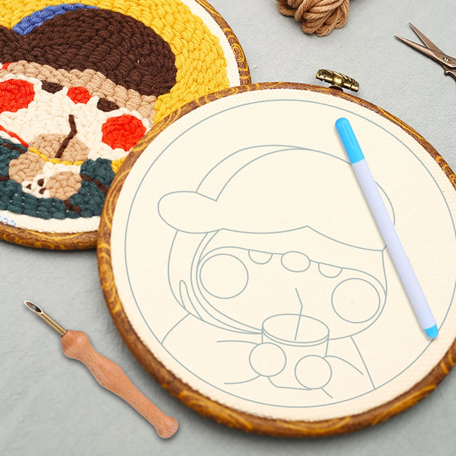 

1Set Punch Needle Embroidery Kit Wooden Handle Smooth Metal Pinhead for Easy Stitching DIY Home Decor Crafts Punch Needle