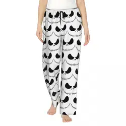 Custom The Nightmare Before Christmas Pajama Pants Women's Jack Skellington Skull Sleepwear Sleep Bottoms Stretch with Pockets