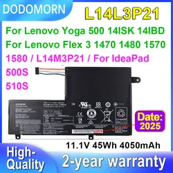 DODOMORN 노트북 배터리, Lenovo IdeaPad 500S 510S-14ISK Flex 3 1470 1480 1570 1580 요가 500 14IBD L14M3P21 45Wh