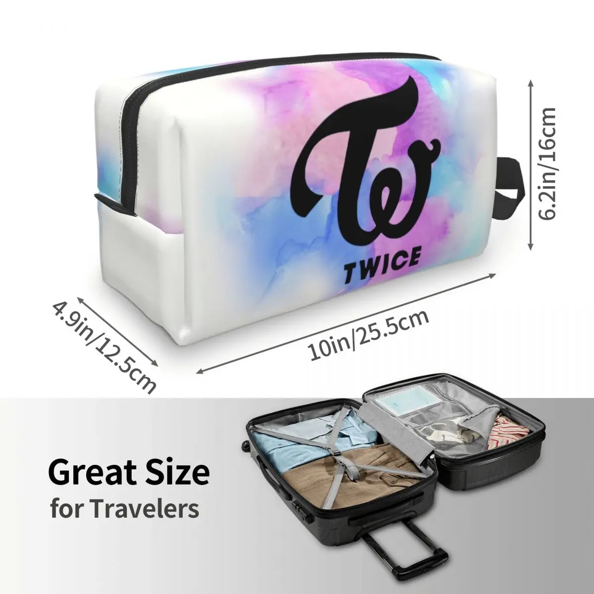 Custom Kawaii Kpop Twices Logo borsa da toilette da viaggio per le donne borsa cosmetica per il trucco Beauty Storage Dopp Kit