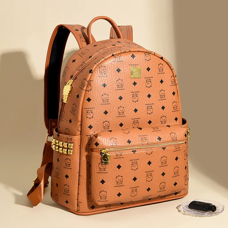 

2025 Trendy Backpack - Cute Bear Edition. Oversized Capacity, Eye - catching Rivets, a Must - have for College Students