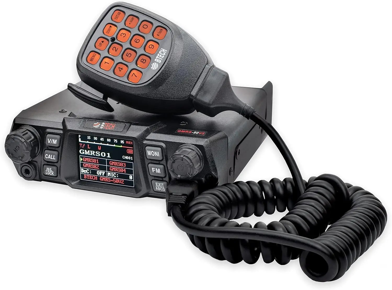 256 Fully Customizable Channels Mobile GMRS Two-Way Radio. Repeater Compatible, Dual Band Scanning