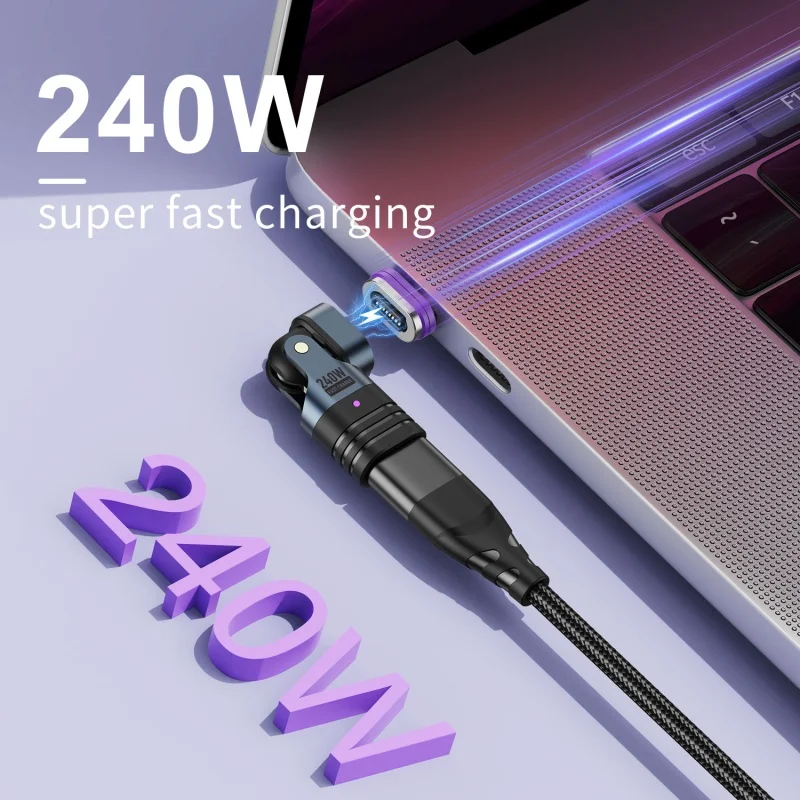 PD 240W USB C to Type C OTG Adapter 180 Rotation 5A Fast Charge Cable Converter For iPhone Macbook Samsung Huawei Xiaomi Laptop