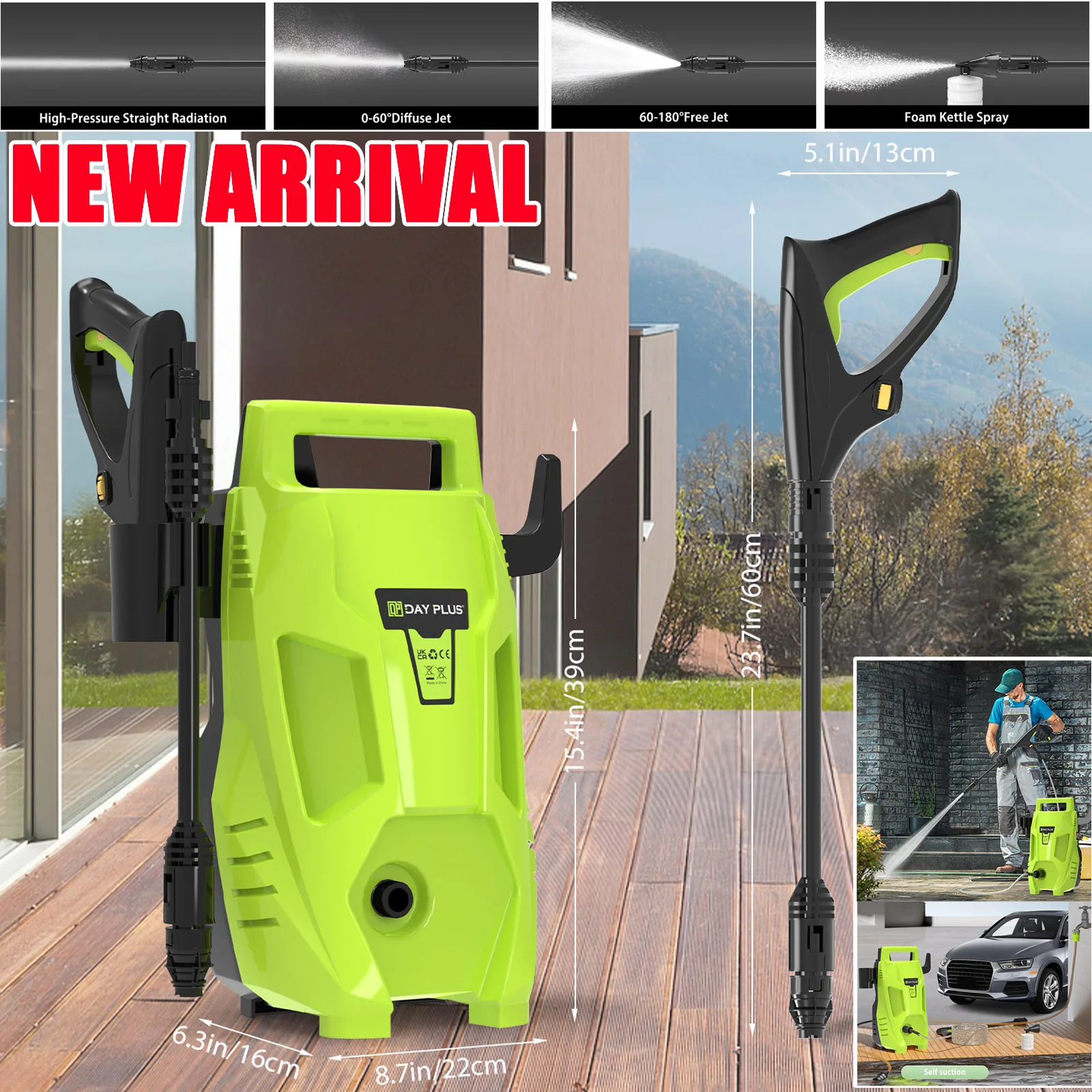 

EMDTOOL Автомобильная мойка высокого давления, струйная насадка Multi-IN-1, портативная электрическая струйная мойка для автомобилей, садовый домашний электроинструмент