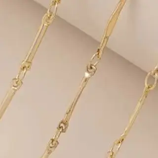 

14K Gold-Plated round Bar Link Chain Thin Flattened DIY Handcrafted Bracelet Necklace Accessory Loose Chain for Jewelry Making