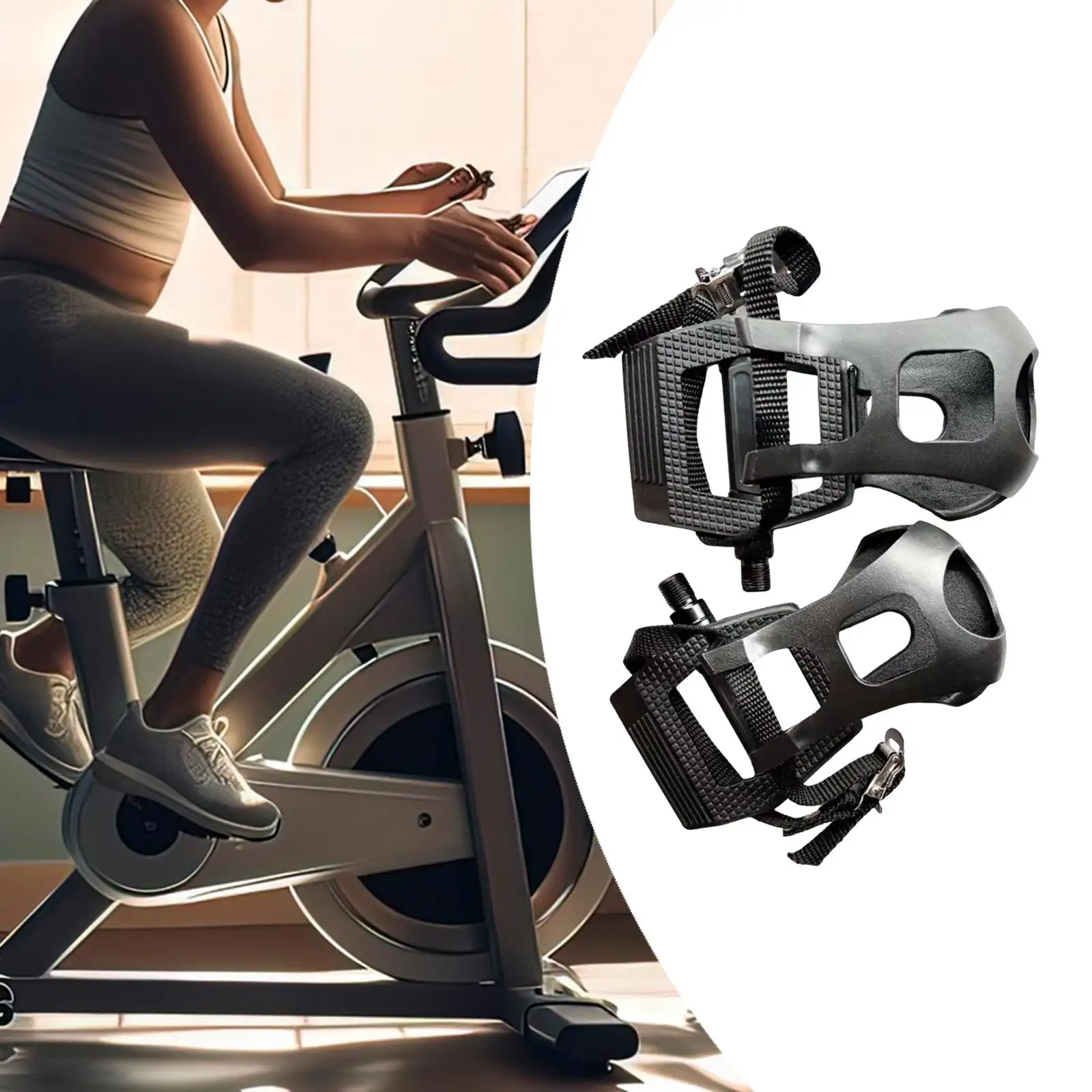 

2Pcs 9/16" Indoor Bicycle Pedals Portable for Road Bikes with Toe Clip Cage