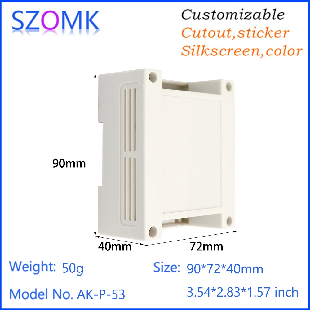 Custom Plc Industrial Control Chassis Junction Box 90*71*40mm Abs Plastic Din Rail Enclosure