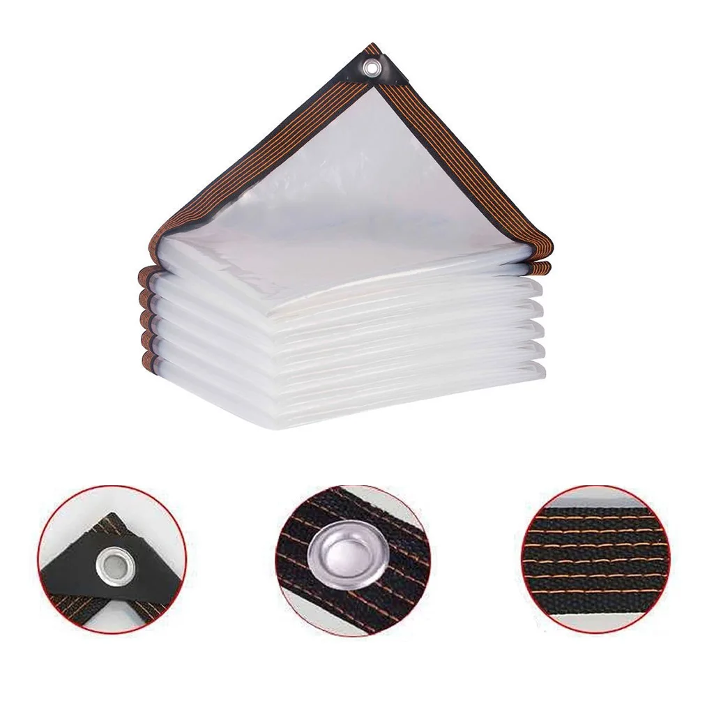 Transparent Tarpaulin with Grommet for Shelter Insulation Shed Cloth Covering Outdoor Greenhouse Terrace Garden Pavilion