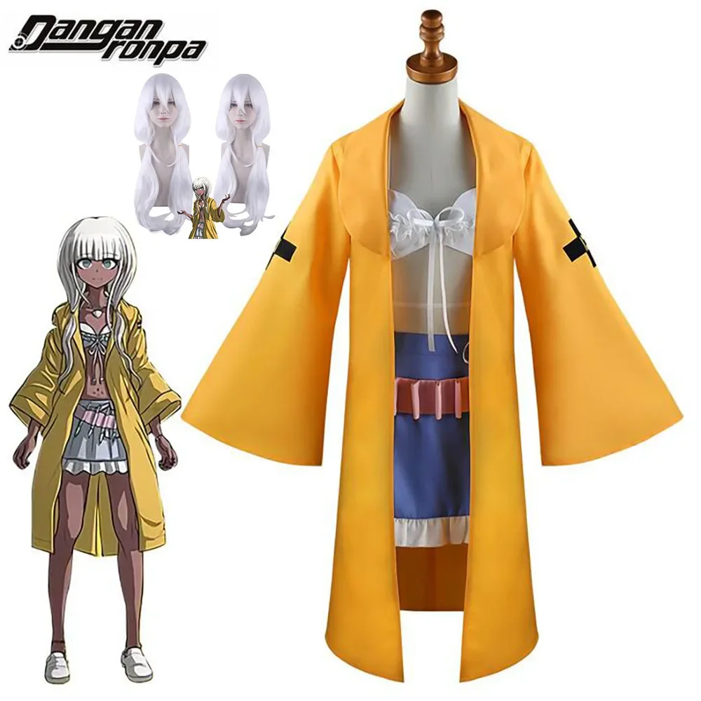 

Anime Danganronpa V3:Killing Harmony Angie Yonaga Uniform Halloween Cosplay Costume Christmas Yellow Suit Wig Accessories 2021