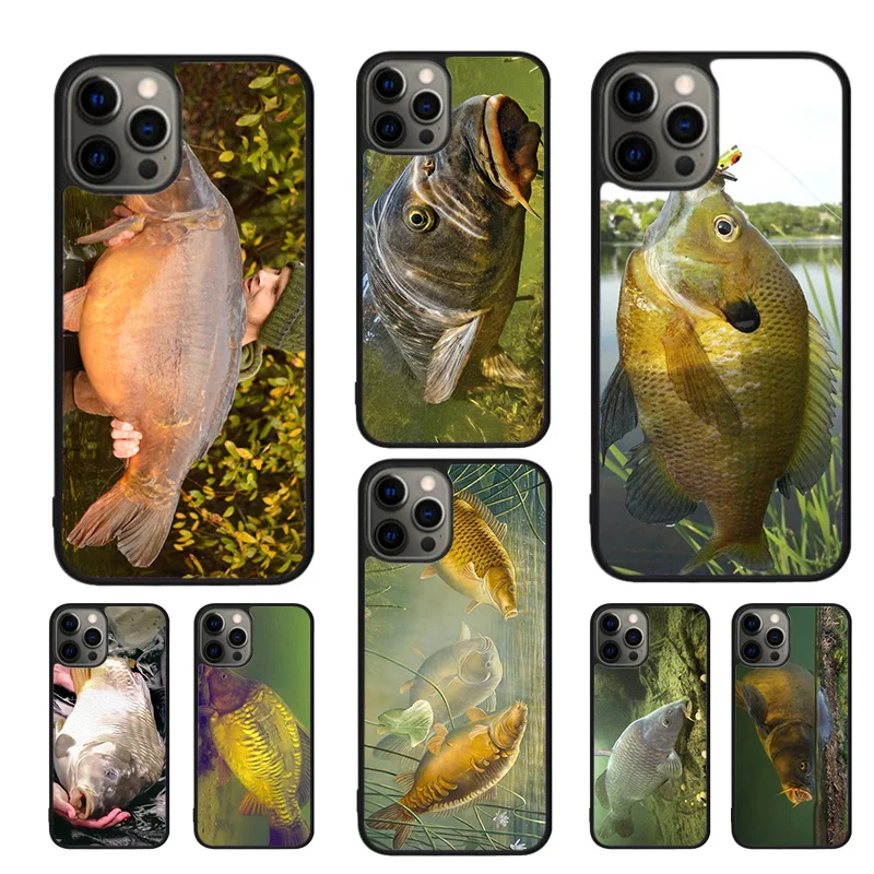 Carp Fishing Fish Phone Case For iPhone 16 15 14 11 12 13 mini Pro  XR XS MAX Plus coque Cover Shell