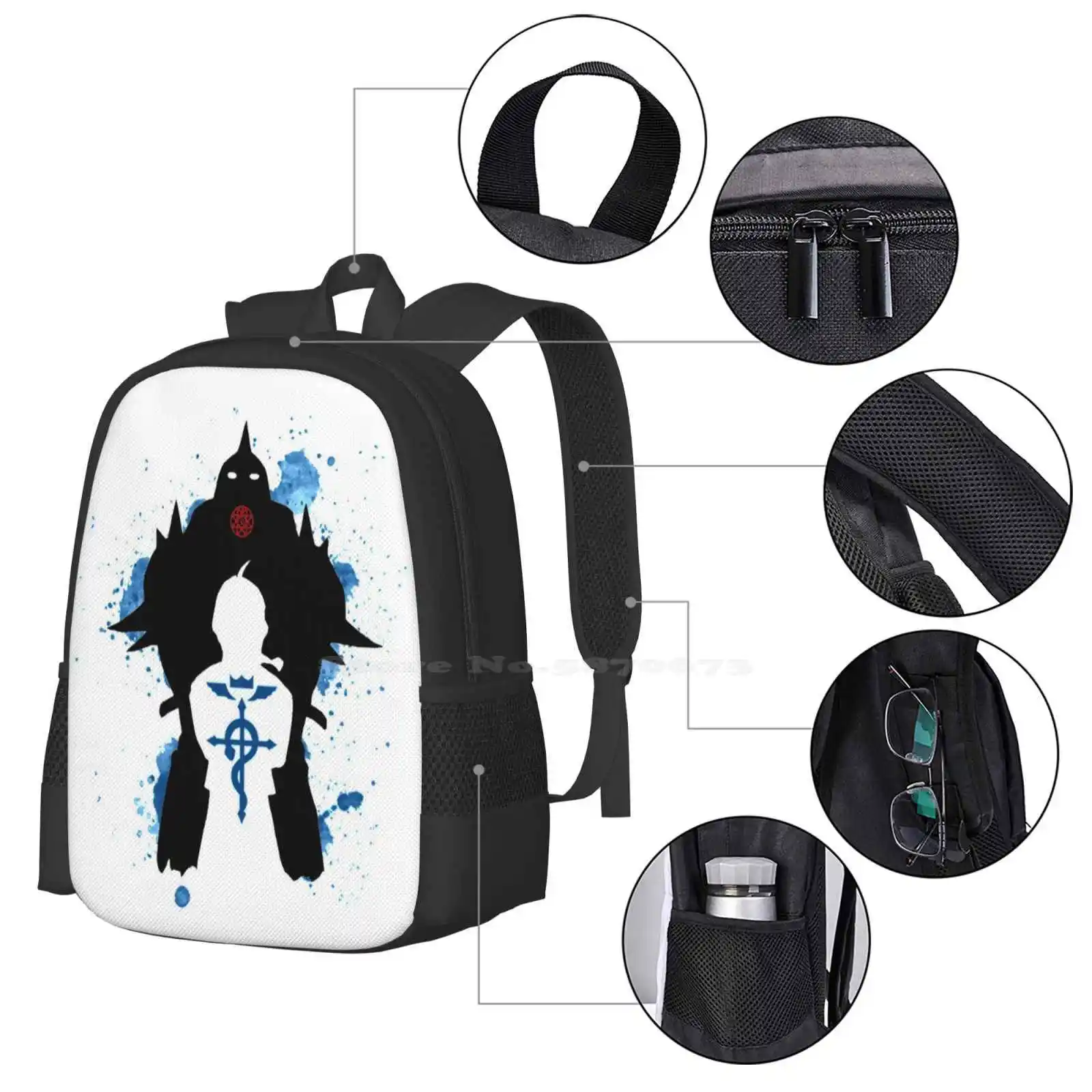 Mochila Fullmetal Alchemist Anime Fma Fullmetal Alchemist Brotherhood Alchemy Manga Alphonse Elric, gran oferta, bolsos de moda