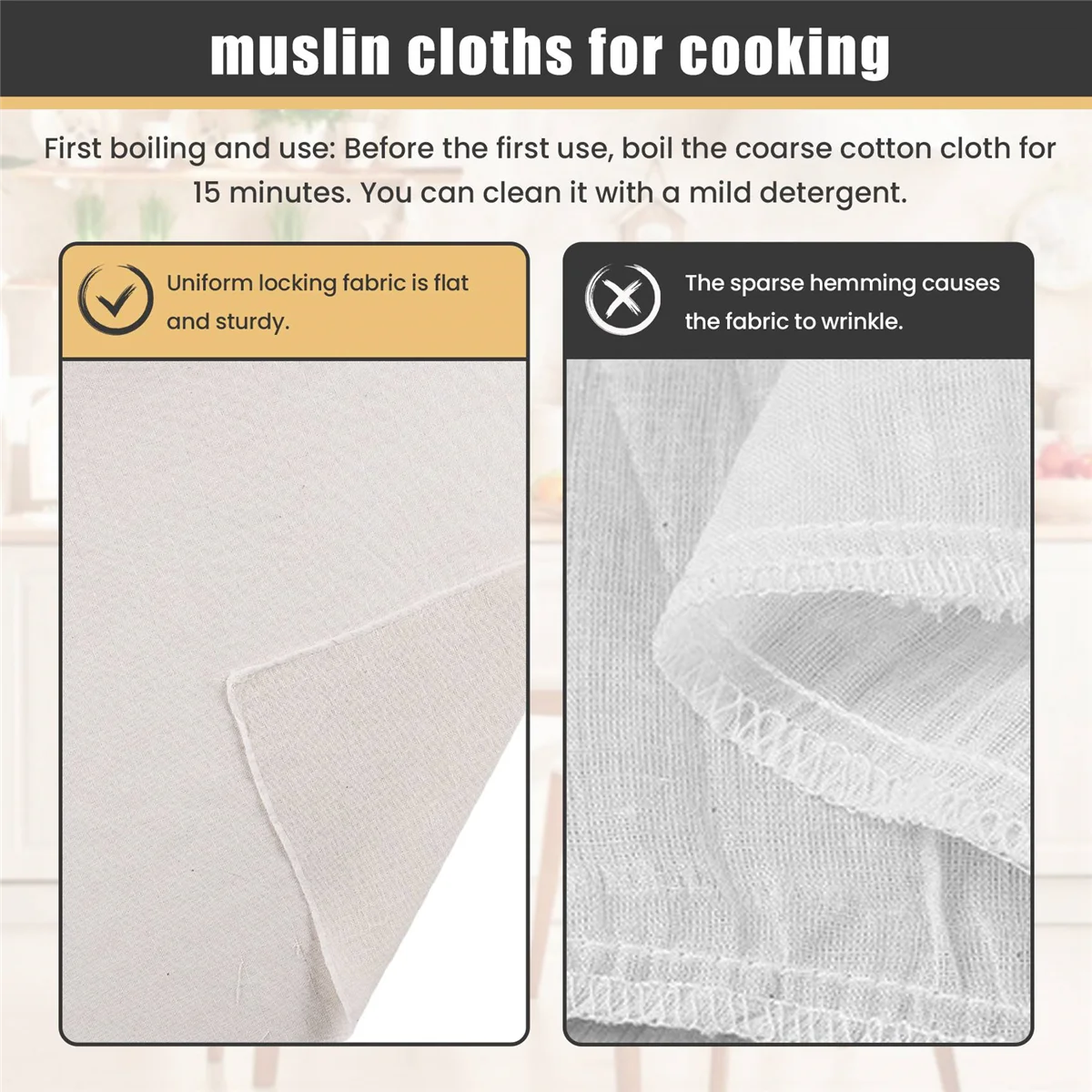 Muslin Cloths for Cooking, Pack of 5 (50X50CM), Unbleached, Cotton Reusable and Washable Cheese Cloths for Straining