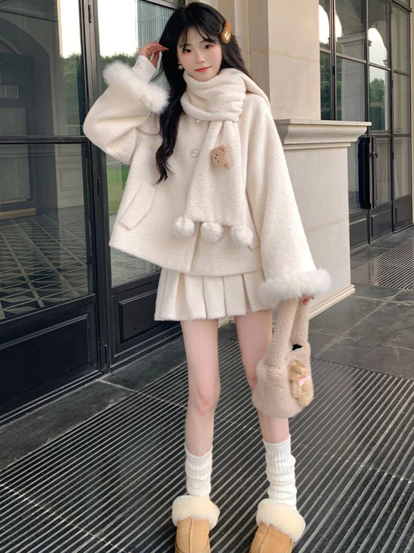 ensemble-jupe-a-carreaux-et-echarpe-ours-mignon-style-lolita-pour-filles-tenue-d'hiver-confortable-disponible-en-stock