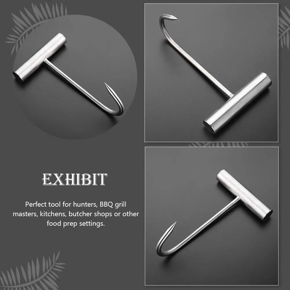 

2Pcs Stainless Steel Meat Hooks T Shaped Heavy Duty Butcher Hooks for Bbq Grill Hunters Kitchen Meat Hanging Hanging Tool