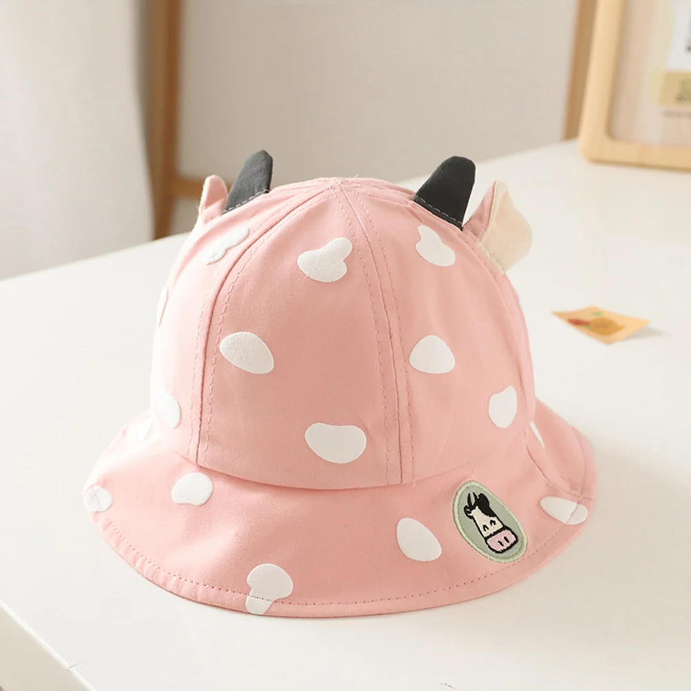 Kids Bucket Hats Korean Cow Shape Baby Cap Thin Trendy Boy Fashion Girl Cute Caps Fisherman Hat For Children 1-5 Years